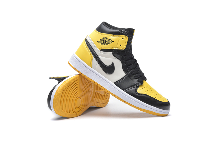 2018 Air Jordan 1 Toe Yellow Black White Shoes